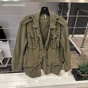 Free People | Women's Olive Military Style Jacket S Oversized fit